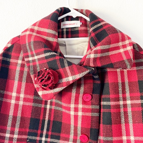 Hippocampe Wool Blend Plaid Coat - Picture 4 of 13
